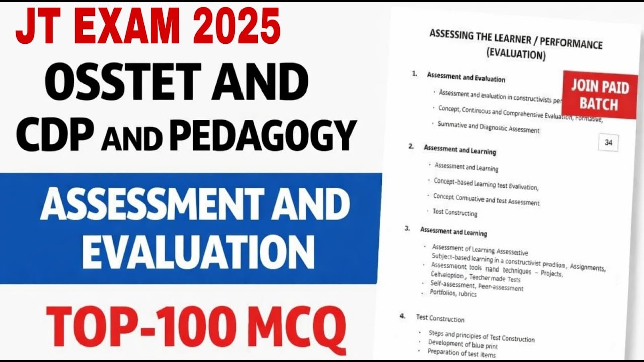 ASSESSMENT AND EVALUATION 100 MCQ OSSTET EXAM 2026