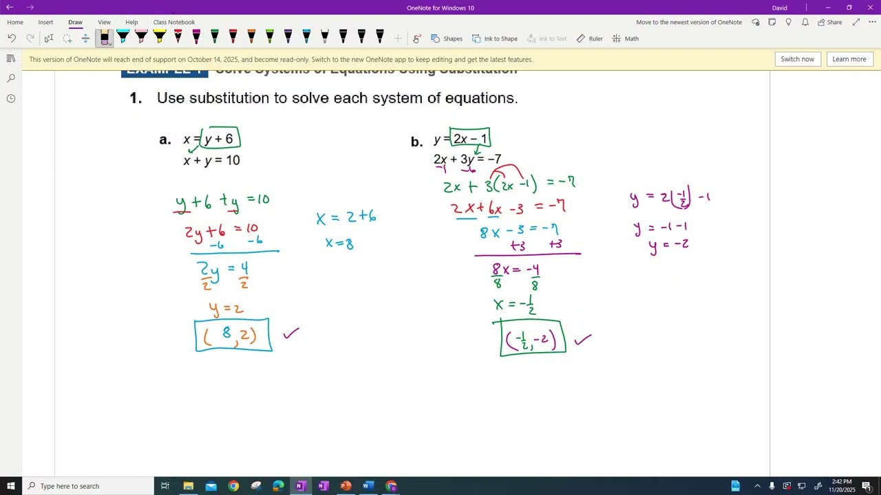 Video of Guided Notes Lesson 4-2B- Solving Systems of Equations by Substitution