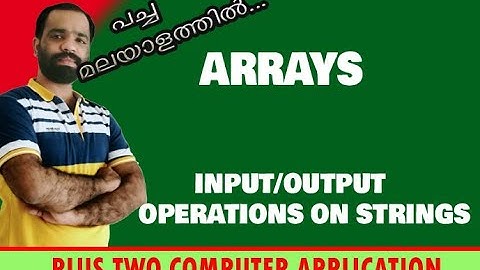 Input/Output Operations on Strings | Arrays | Plus Two Computer Application | Kite |Victors | Online