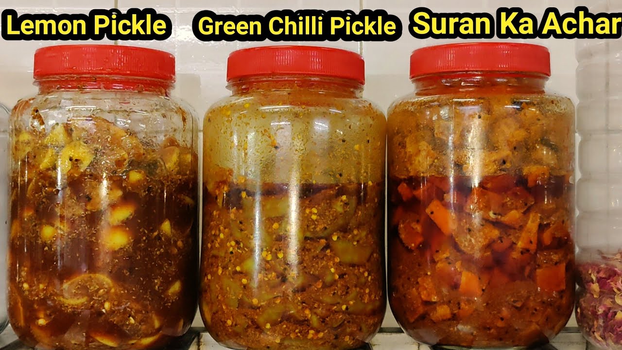 सालों साल चलने वाला नींबू का अचार,मिर्ची का अचार,सूरन का अचार/Lemon Pickle/Chilli Pickle/Chef Ashok