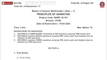 MSC 1ST SEM MULTIMEDIA PRINCIPLES OF ANIMATION JAN 2023 | PTU