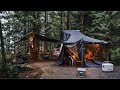 Relaxing forest cliff camping with best new ikamper setup in bc canada  snow peak igt