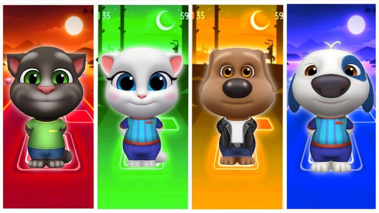 Taking Tom friends - Ben vs Tom vs Angela vs Ginger | Tiles Hop EDM Rush