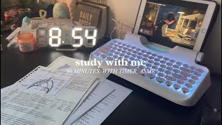 1h 30min real-time study with me asmr 🌸 | no music, with timer, background noises