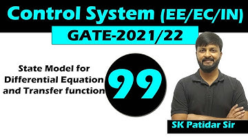 Lec 99 State Model for Differential Equation and Transfer function | State space analysis