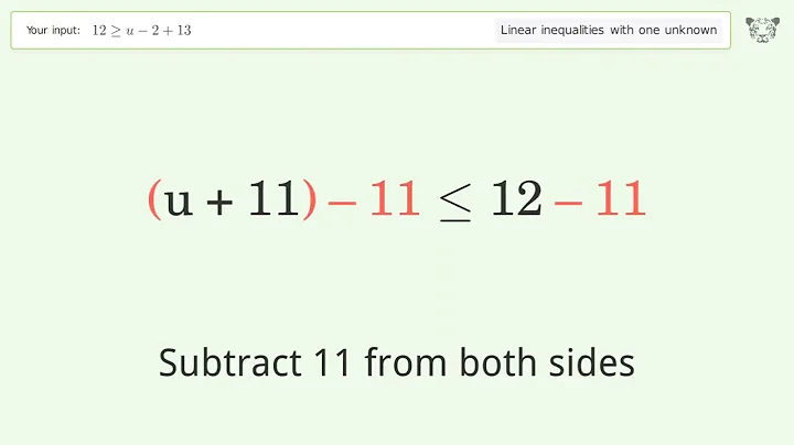 Solving Linear Inequalities: 12 is Greater Than or Equal to u-2+13