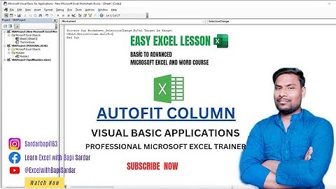 Autofit column on Microsoft Excel 🔥 || visual Basic Applications 💯 || #excelwithbapisardar #vba