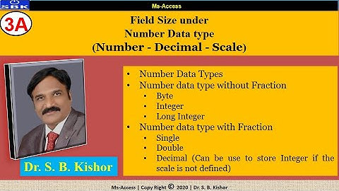 3A - Ms-Access - Field Size under Number Data type  (Number - Decimal - Scale) Conserve memory