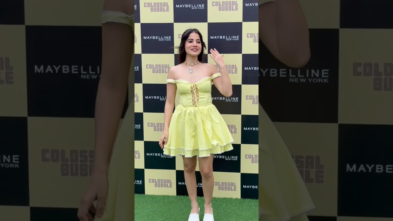 fashion Queen urfi Javed spotted in yellow Barbie doll frock looks💫
