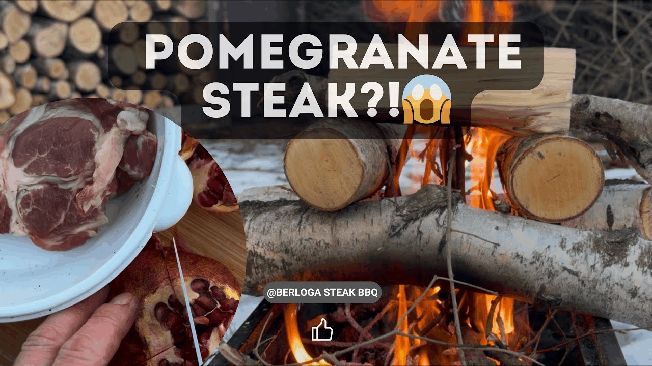 I Cooked Steak in Pomegranate Juice | Grilled Banana & Marshmallow 🥩🌲ASMR