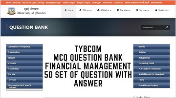 TYBCOM FINANCIAL MANAGEMENT MCQ QUESTION BANK WITH ANSWER MU IDOL EXAM BY VISHAL SIR