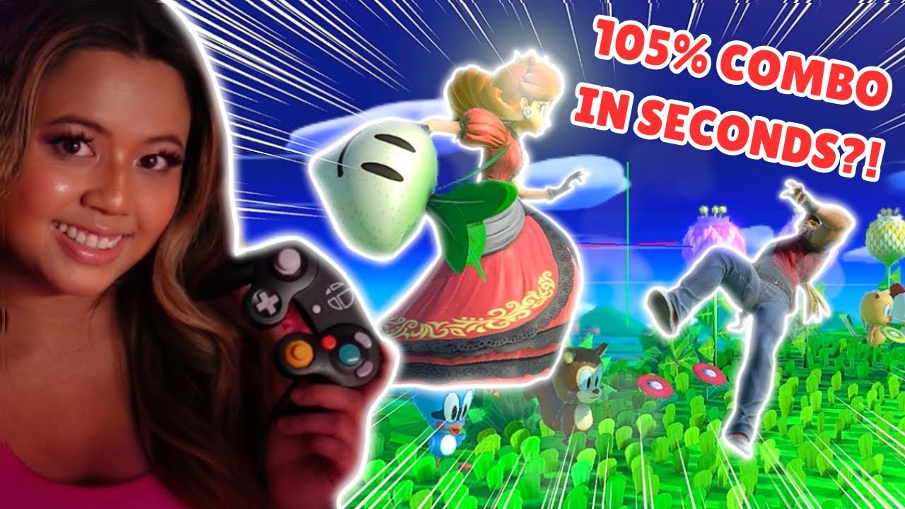 You won't BELIEVE the CRAZY Peach combos I landed! Smash Bros Ultimate