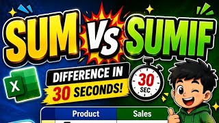 SUM vs SUMIF in Excel | Difference in 30 Seconds 🔥 #shorts