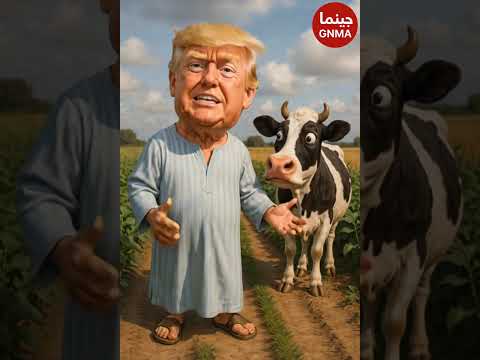 شاهد ترامب في مشهد فكاهي وهو يؤدي موال اترك همومك البقرة جنبه مستغربة