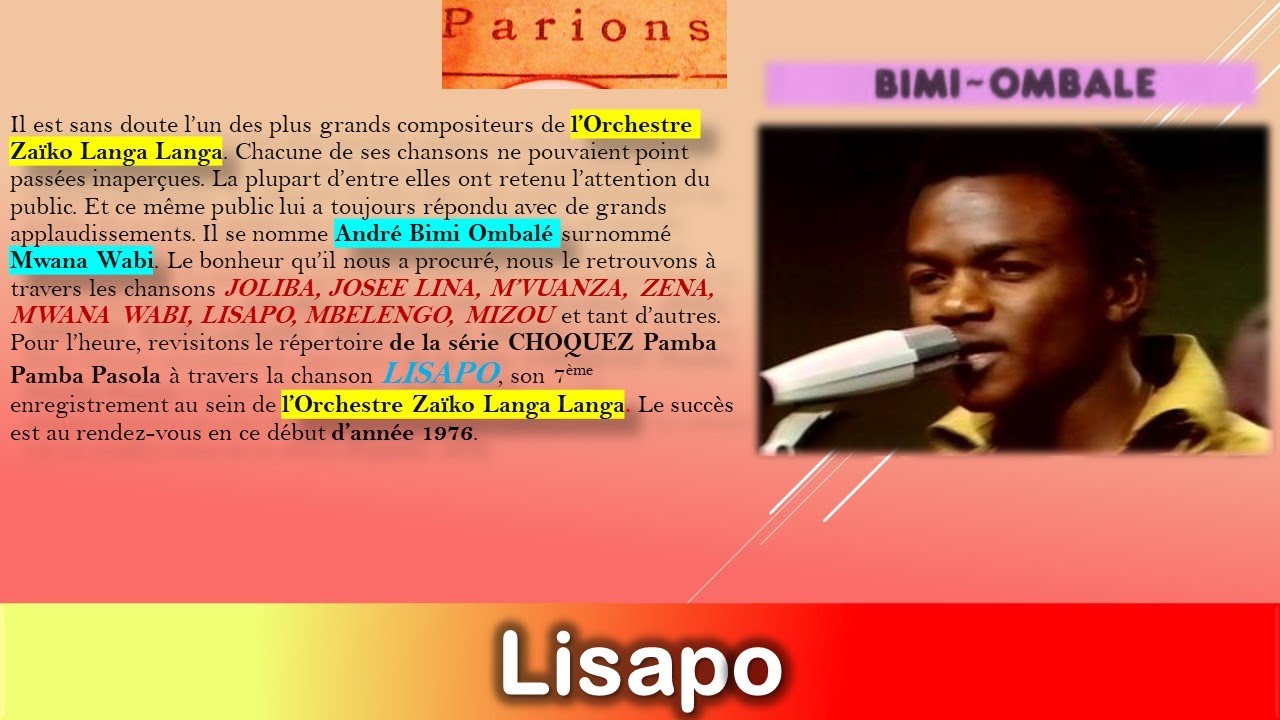 Lisapo 1&2 L'Une Des Plus Grandes Réussites de Bimi André Wabi Ombalé & Orchestre Zaïko Langa Langa