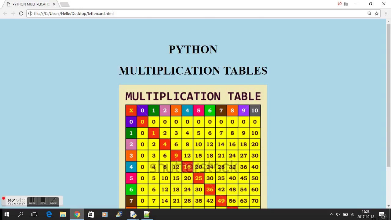 PYTHON MULTIPLICATION TABLE YouTube