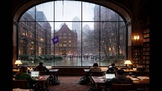 3 Hours of Rain Sounds in an NYU Library 🌧️📚 | Calm Study Ambience, Focus & Relaxation