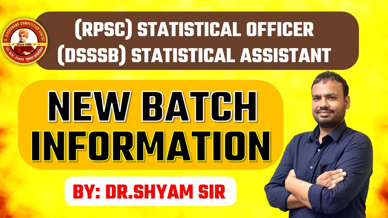 (RPSC) STATISTICAL OFFICER New Batch Informaiton Full details By Dr