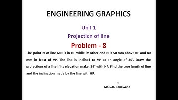 Projection of Line Problem No 8 - Line inclined to both the reference plane-Engineering Graphics