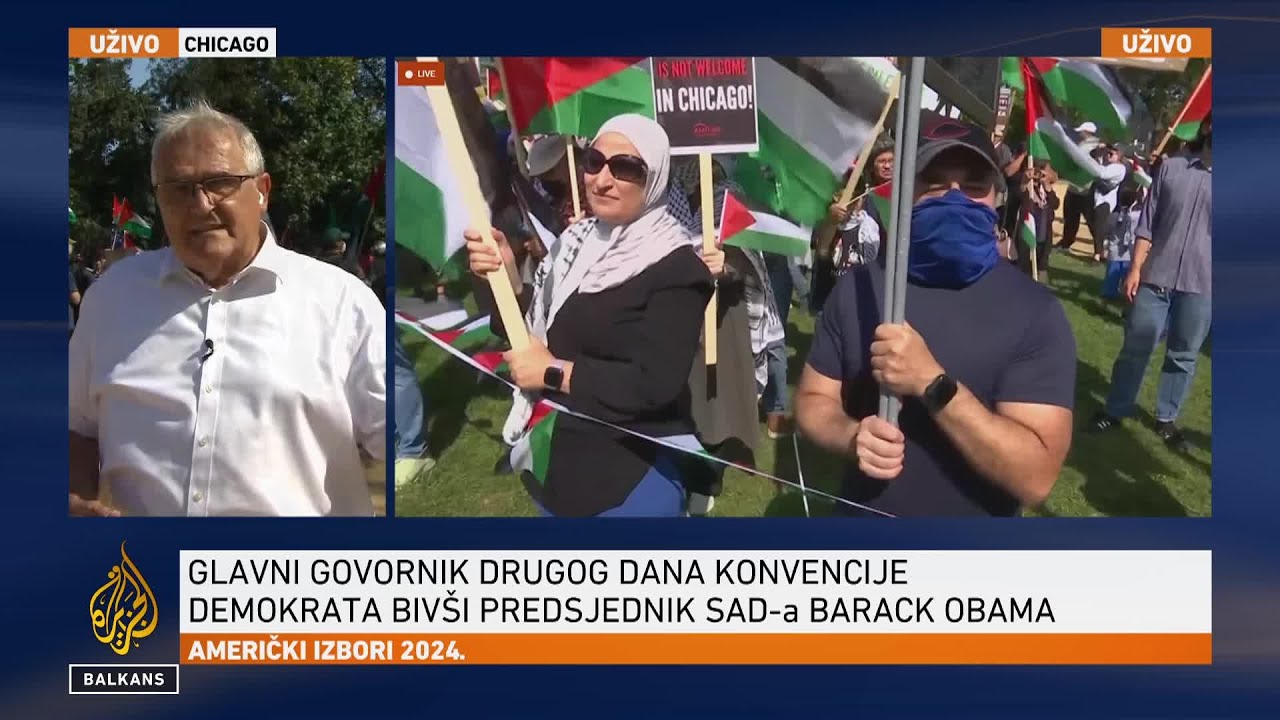 يطالب المتظاهرون في شيكاغو الحكومة الأمريكية بوقف إرسال الأسلحة إلى إسرائيل