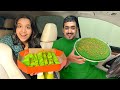 سمعها تحدي أكل يوم كامل بلون أخضر من المطاعم !!! يوم الوطني السعودي