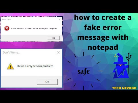 How to create a fake error message with notepad