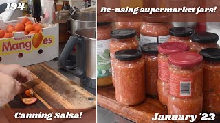 Water Bath\/Steam Canning Salsa w Fresh Tomatoes | Re-using supermarket Jars | Off Grid Australia 194