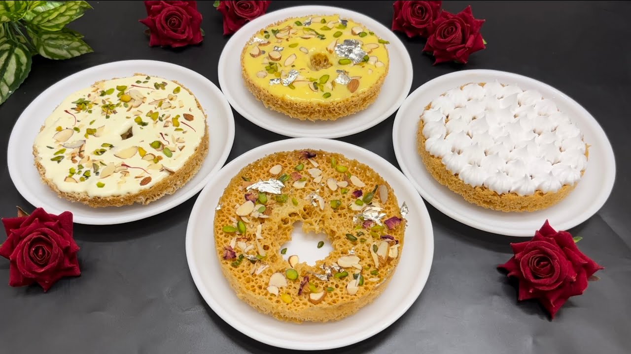 4 अलग स्वाद में, परफेक्ट जालीदार घेवर बनाने का आसान तरीक़ा Ghevar Recipe | Rabdi Ghevar