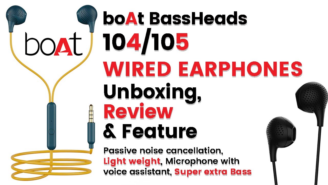 boAt BassHeads 104 Wired Earphones BoAt Handsfree with mic & 3.5mm