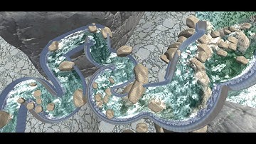 InfiniRIVER -  Dynamic Fluid Simulator, work in progress on new spline based mesh generation