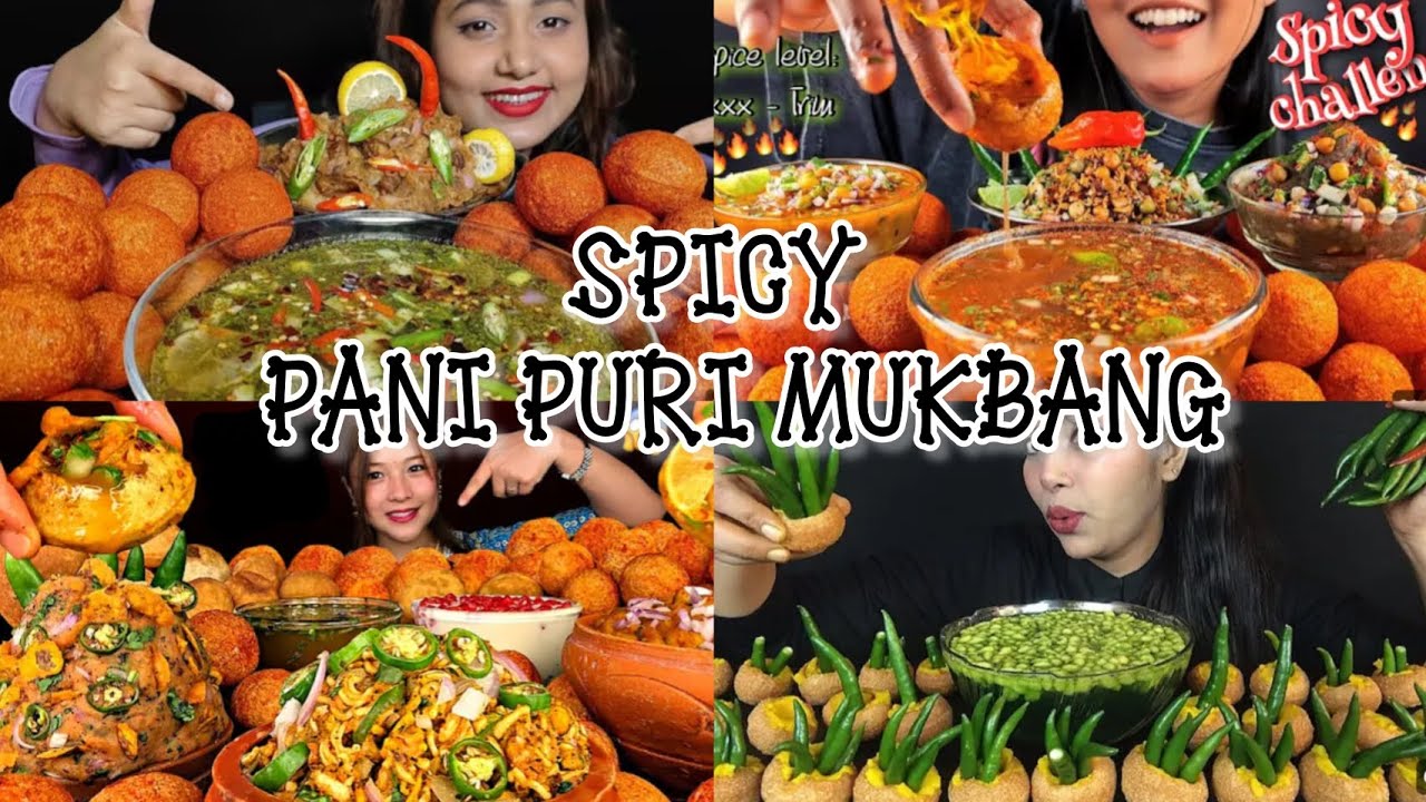 🔥 Extreme Spicy Pani Puri Mukbang Compilation at 2x speed Indian Street Food ASMR 🔥