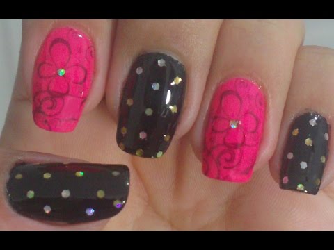 Unhas Decoradas com Carimbo Manual Bela e Simples
