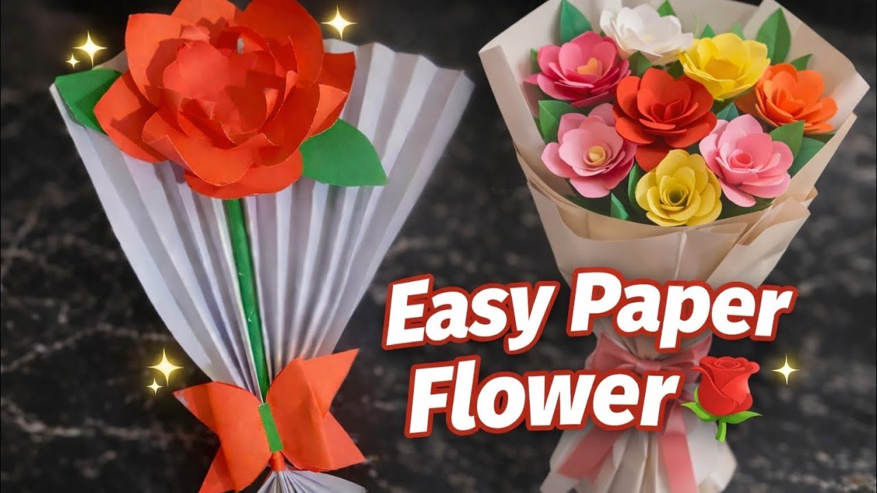 Easy Paper Flower Bouquet 🌹 | Beautiful Wall Hanging Craft | DIY Paper Art