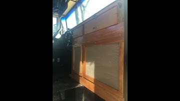 dashboard storage cabinet on our skoolie #skoolie #skoolieconversion #transition #build
