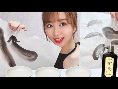 【ASMR】水墨画の練習してみた【SUB】I practiced ink painting