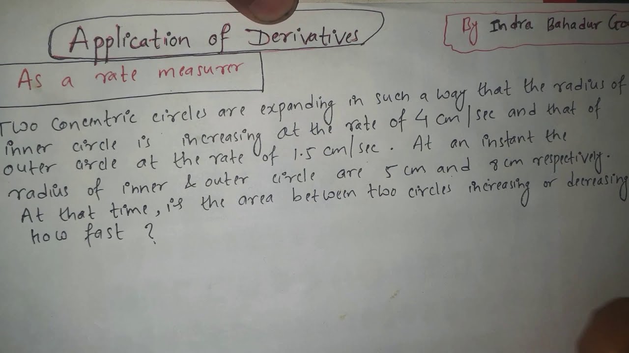two concentric circles are expanding such that radius of inner circle is increasing at the rate of