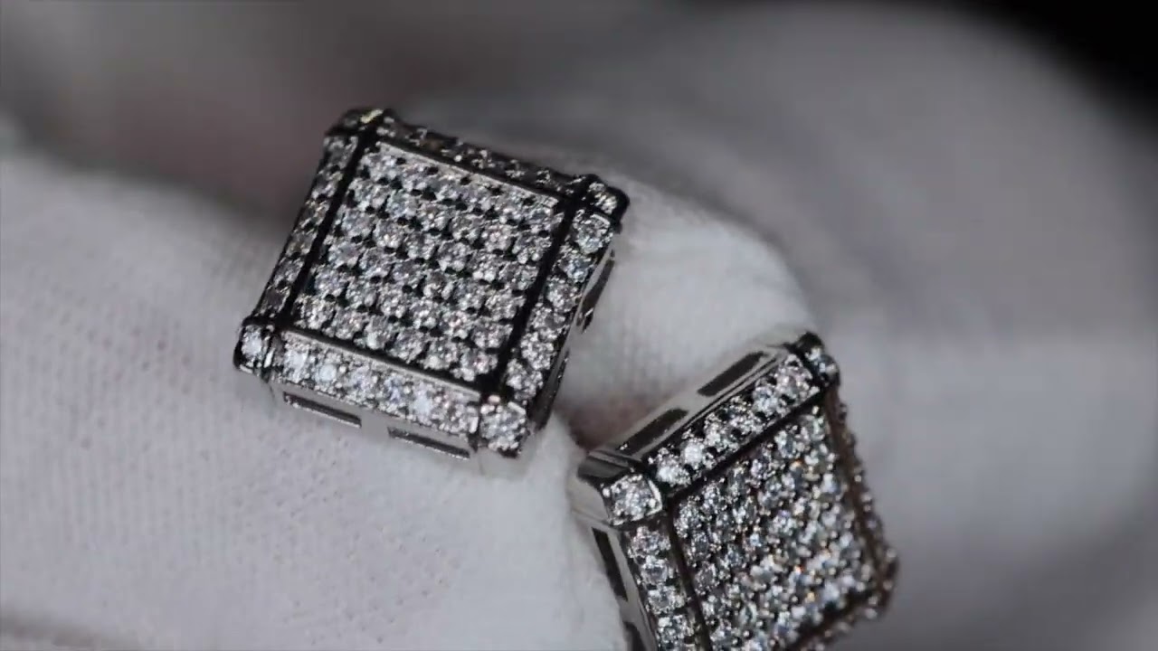 Iced Out Ear Studs, Hip Hop Ear Studs, Mens Diamond Ear Studs, Womens Diamond Ear Studs