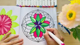 Detalles Satisfying Stained Glass Mandala Color With Me 🌈 ASMR #asmr #satisfyingasmr #markers Guía