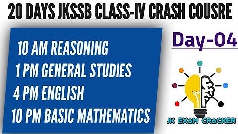LEC-04 || ANALOGY || REASONING || FREE CRASH COURSE FOR JKSSB CLASS-IV
