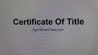 098 certificate of title Free Real Estate License Exam Words Questions AgentExamPass.com