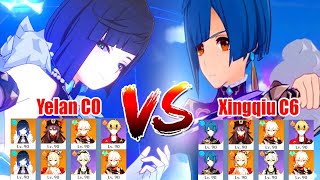 Yelan C0 vs Xingqiu C6 Hutao & Yoimiya Team Sub DPS & Support Showdown