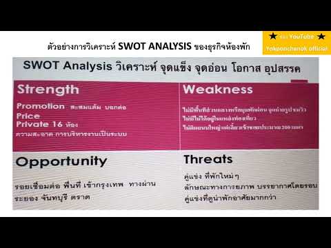 EP 21 ตัวอย่างการวิเคราะห์ SWOT ANALYSIS ธุรกิจห้องพัก EP 21 ตัวอย่างการวิเคราะห์ SWOT ANALYSIS ธุรกิจห้องพัก