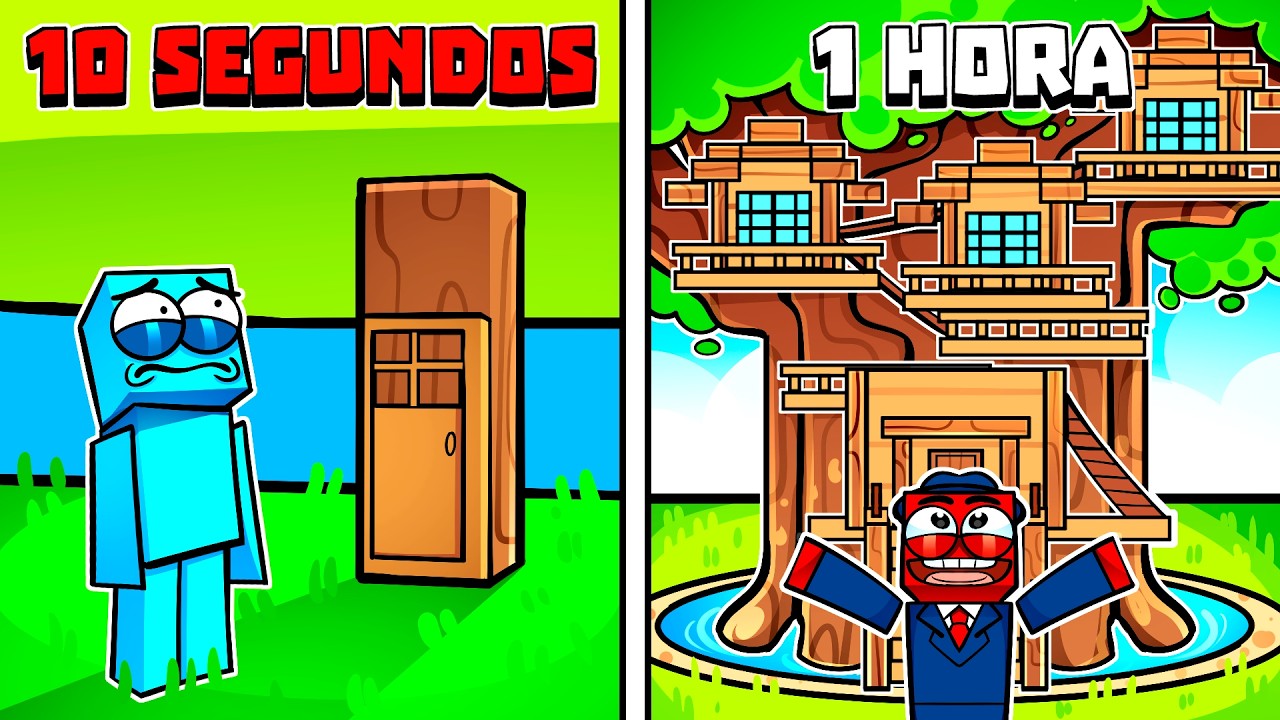 10 Segundos VS 1 Hora Construindo Casa na Árvore no Minecraft! 👾