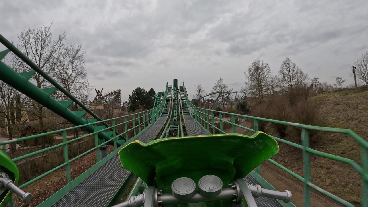 Booster Bike Front Row POV | Launch Coaster at Toverland Netherlands 🇳🇱 | Full Onride 4K