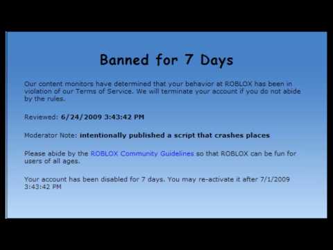 Roblox Banned For 7 Days Youtube - banned for 7 days roblox