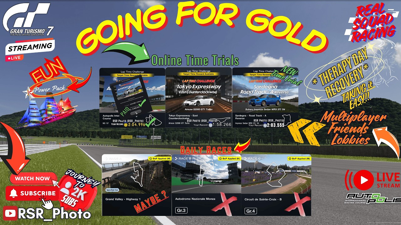 GT7 Gran Turismo 7 ❤️‍🩹THERAPY DAY❤️‍🩹 Going for Gold 🏆on NEW Time Trial, Maybe Set Lap at Daily A!!