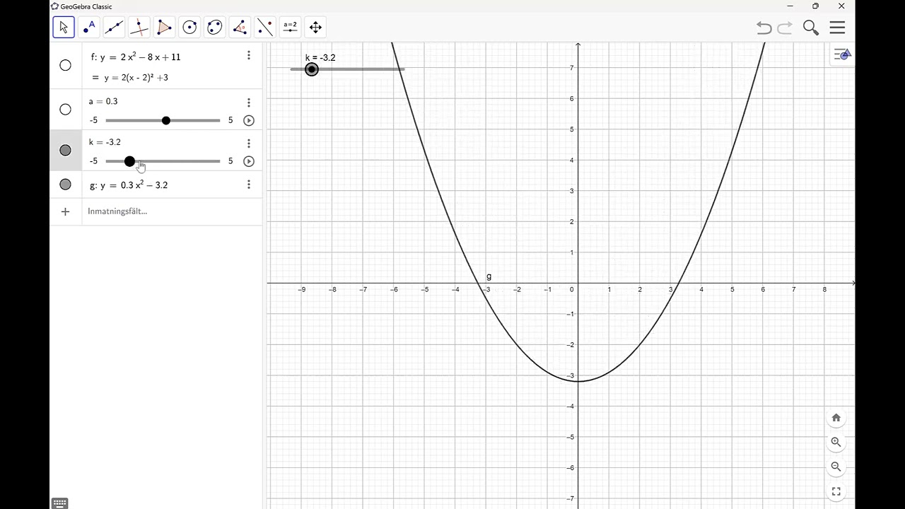 GeoGebra: Flytta runt en andragradskurva