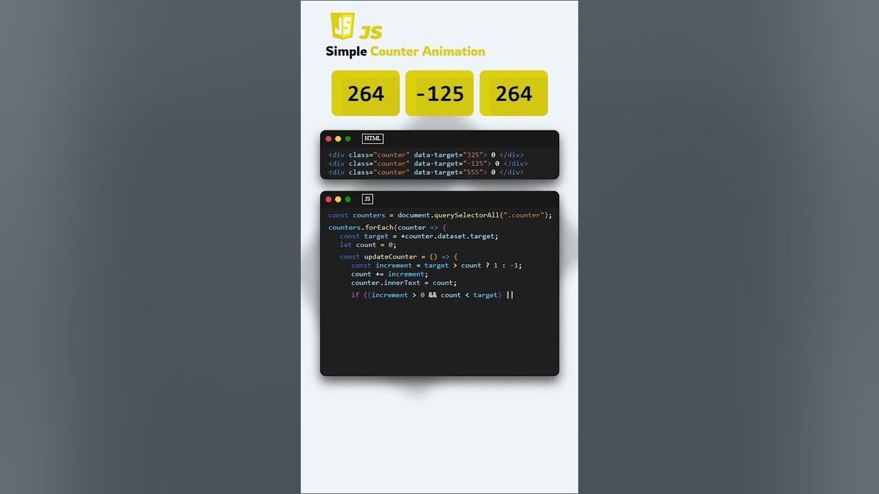 Counter Animation in JavaScript: Smooth Increment and Decrement #js # ...