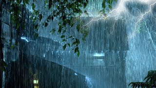 Sleep Instantly with Heavy Rain on Roof & Powerful Thunder ⚡ Rain & Thunderstorm Sounds for Sleeping