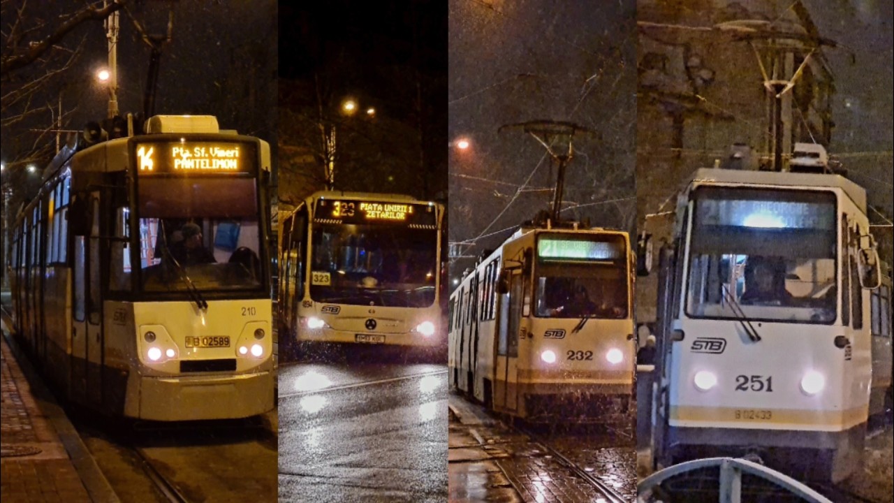 Tramvaie la Piața Sf. Vineri și Sf. Gheorghe pe liniile 14, 17, 21 și 55